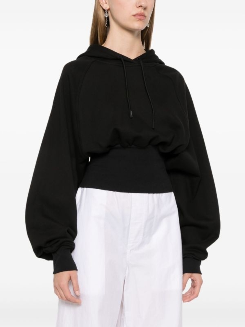 Adidas by Stella McCartney Black Cropped Pullover Hoodie